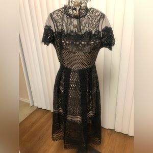 Free Generation A Line Dress, Lace Pattern, Black, Concealed Back Zipper
